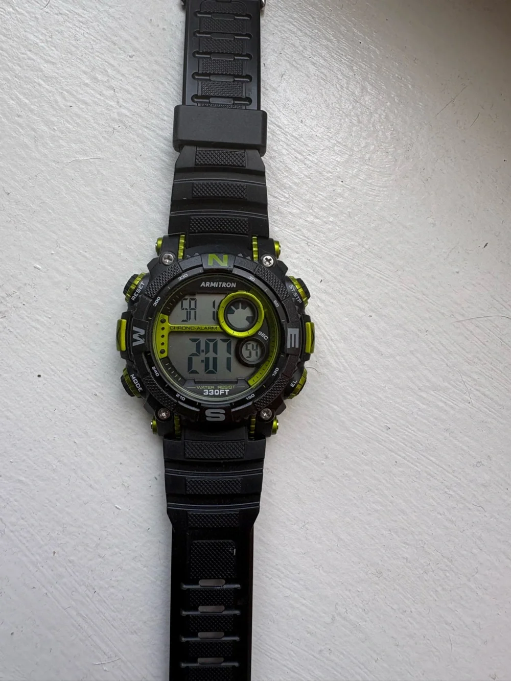 Armitron 40/8284LGN,  Men's Black Resin Watch, 100 Meter WR, Chronograph, Alarm